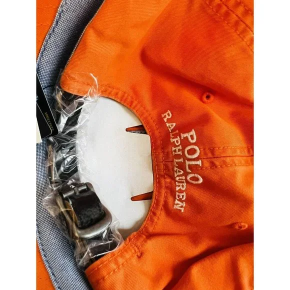 New NWT Polo Ralph Lauren Men Cotton Chino Ball Cap Hat Color Lifeboat Orange - Picture 11 of 14